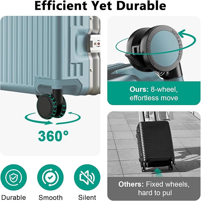 Hard Shell Luggage 20 Inch Travel Luggage, Carry-On Luggage Spinner TSA with Lid, PC+ABS Aluminum Frame，Lightweight Travel Luggage 20'' 24'' 26''Carry-On (upgraded blue, 24 inch)
