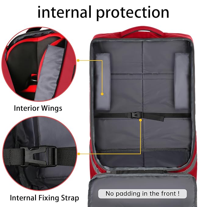 YOREPEK Car Seat Travel Bag, Padded Car Seats Backpack for Air Travel, Heavy Duty Carseat Travel Bag for Airplane, Airport Gate Check Bag (Red)