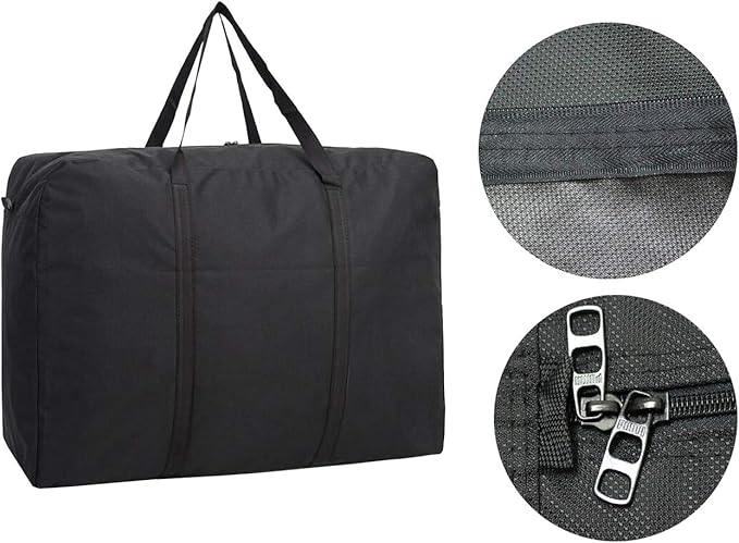 Large Storage Bags, 150L Waterproof Foldable Travel Duffle Bag with Reinforced Handles, Black Heavy Duty Moving Bags, for Bed Organize Clothing, Blanket