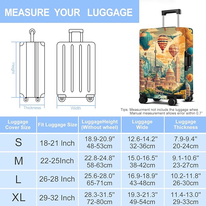 Luggage Cover Washable Suitcase Protector Anti-scratch Suitcase cover Fits 20-34 Inch Luggage (Balloon, XL(32-34inch suitcase))