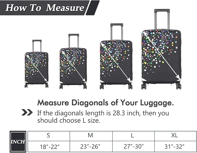 HYPER VENTURE Washable Luggage Cover - Fashion Suitcase Protector Fits 18-22 Inch Luggage (Color Dots, S)