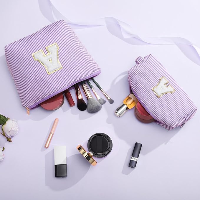 YOOLIFE Preppy Stuff Cute Cosmetic Bag Travel Bag - Large Makeup Bag Make Up Bag Cosmetic Bag Personalized Daughter Sister Gifts for Women Her Bridesmaid Gift Preppy Makeup Bag Tween Girls Gifts T