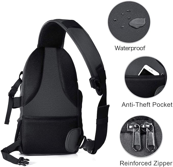 MOSISO Camera Sling Bag, DSLR/SLR/Mirrorless Camera Backpack Case Shockproof Photography Backpack with Tripod Holder & Removable Modular Inserts Compatible with Canon/Nikon/Sony/Fuji