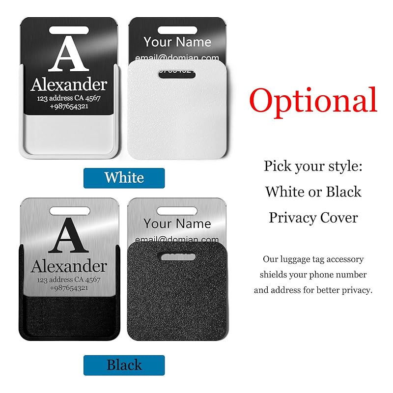 Customized Stainless Steel Luggage Tags: Personalize Your Suitcases, Backpacks, and Bags with Your Text - Custom Initial Text Name ID,Number(3 Pack)