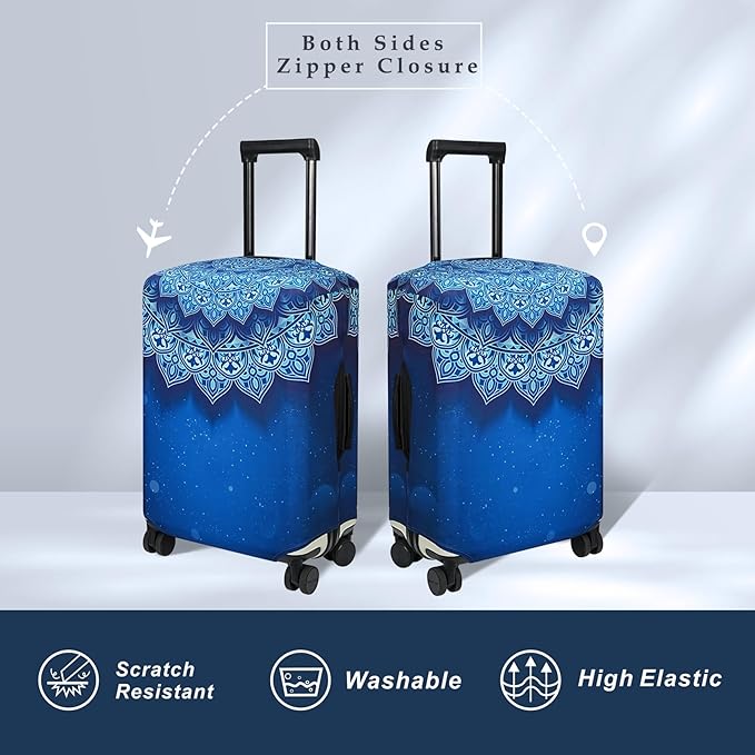 Explore Land Travel Luggage Cover Suitcase Protector Fits 31-32 Inch Case (Blue Violets, XL)