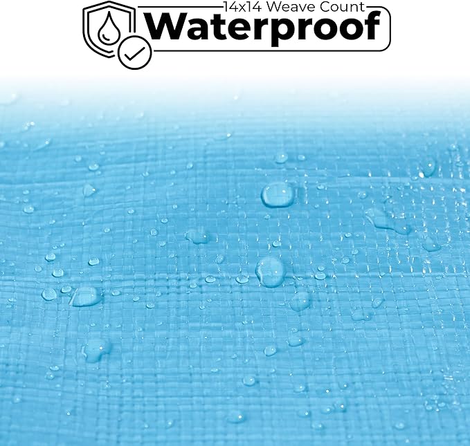 Tarps Heavy Duty Waterproof 20x20-12 mil Thick Camping Tent - Blue Tarp 20x20 UV Resistant, Rip & Tear Proof with Metal Grommets – Multipurpose Use for Camping, Tent, Boat, RV, Car, & Pool Cover