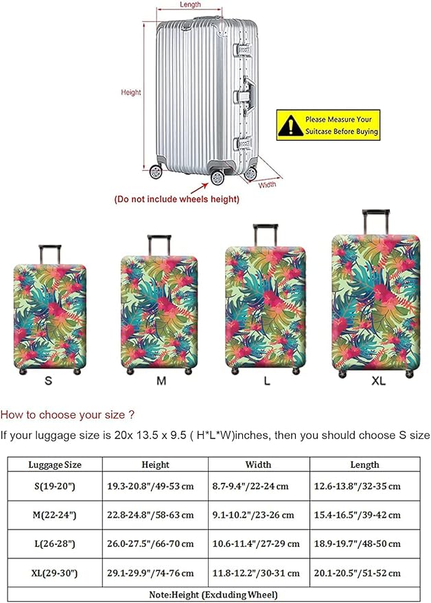 Travel Luggage Cover, Suitcase Protector Bag Fits 19-20 Inch Luggage Colorfulmaple