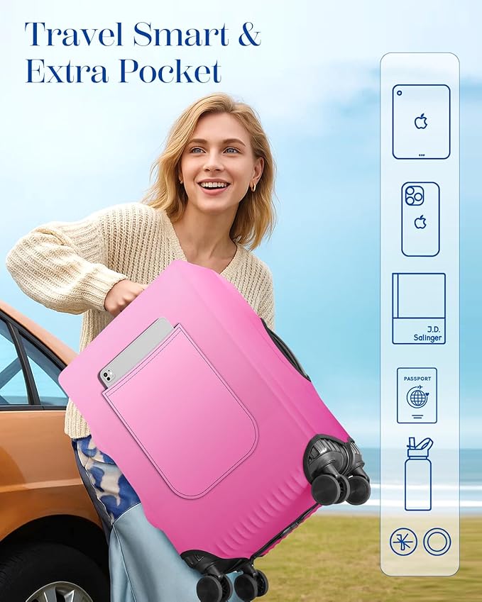 Slohif Luggage Cover for Suitcase Tsa Approved Protector - Luggage Sleeve Large Suit Case Cover Travel Stretch Baggage Case Protective Washable Fit 18-20 Inch Rose Gradient XS
