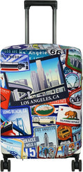 HYPER VENTURE Washable Luggage Cover - Fashion Suitcase Protector Fits 23-26 Inch Luggage (Travel Location, M)