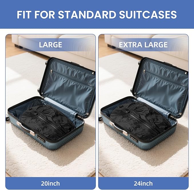 BAGAIL TPU Vacuum Bag for Travel, Reusable Compression Bag with IPX8 Waterproof Zipper, Save Space for Suitcase, Backpack and Carry on (Black, ExtraLarge, No Pump)