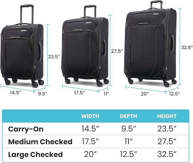 American Tourister 4 KIX 2.0 Expandable Softside Luggage with Spinner Wheels, 20 SPINNER, BLACK