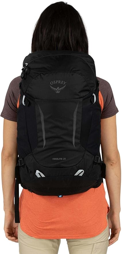 Osprey Hikelite 28L Unisex Hiking Backpack, Black, S/M