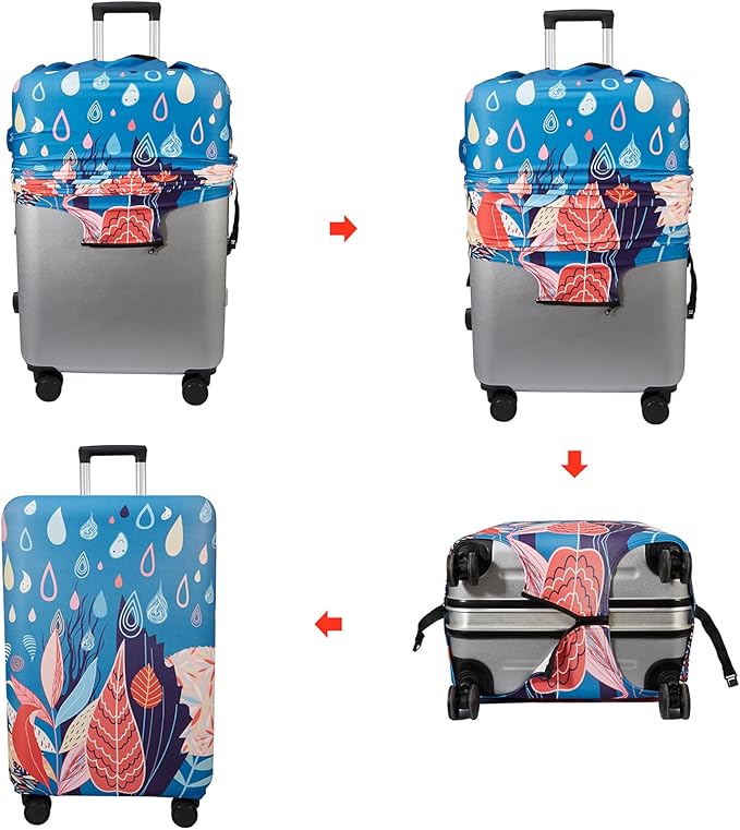 WUJIAONIAO Travel Luggage Cover Baggage Suitcase Cover Protector Skins 18-32 Inch (rainy season, M (for 22-24 inch luggage))