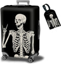 Luggage Cover Plus - Suitcase Protector with Rock Skull Travel Design, XL Size (29-30 Inch), Dustproof, Anti-Scratch, Washable Elastic Cloth, Concealed Zipper, Includes Luggage Tag