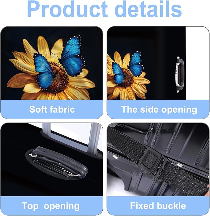 Luggage Cover Washable Suitcase Protector Anti-scratch Suitcase cover Fits 20-34 Inch Luggage (Sunflower, M(24-26inch suitcase))
