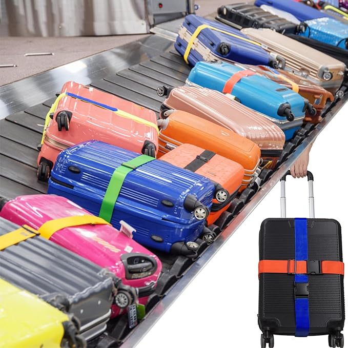 2Pcs Luggage Straps for Suitcase Travel Accessories TSA Approved, 80In Long Belts to Keep Your Suitcase Secure, Adjustable Bag Straps with Quick-Release Buckle for Travel Bag Closure, Rose