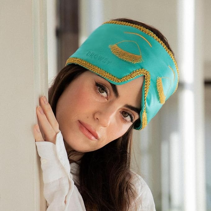 DROWSY Breakfast at Drowsy Silk Sleep Mask – 100% Pure Mulberry Silk, Total Blackout, Ultra-Soft & Skin Hydrating for Beauty Sleep & Relaxation, Fully Adjustable