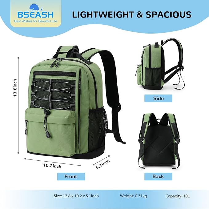 10L Small Size Casual Backpack for Kids Girls Boys Ages 3-9, Mini Waterproof Outdoor Sport Travel Hiking Camping Daypack (Black)