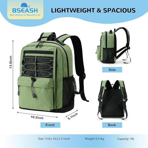 10L Small Size Casual Backpack for Kids Girls Boys Ages 3-9, Mini Waterproof Outdoor Sport Travel Hiking Camping Daypack (Light Yellow)