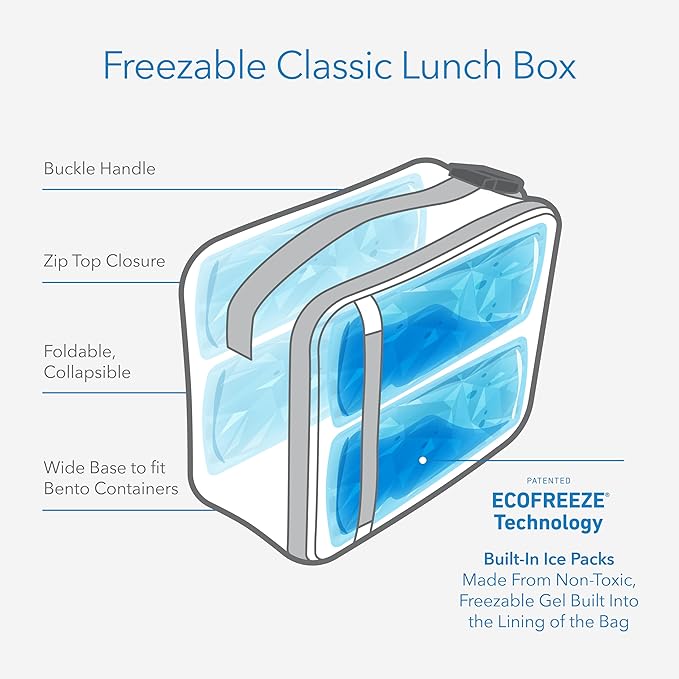 PackIt Freezable Classic Lunch Box, Dino Camo Charcoal, Built with EcoFreeze Technology, Collapsible, Reusable, Zip Closure With Zip Front Pocket and Buckle Handle, Designed for Lunches