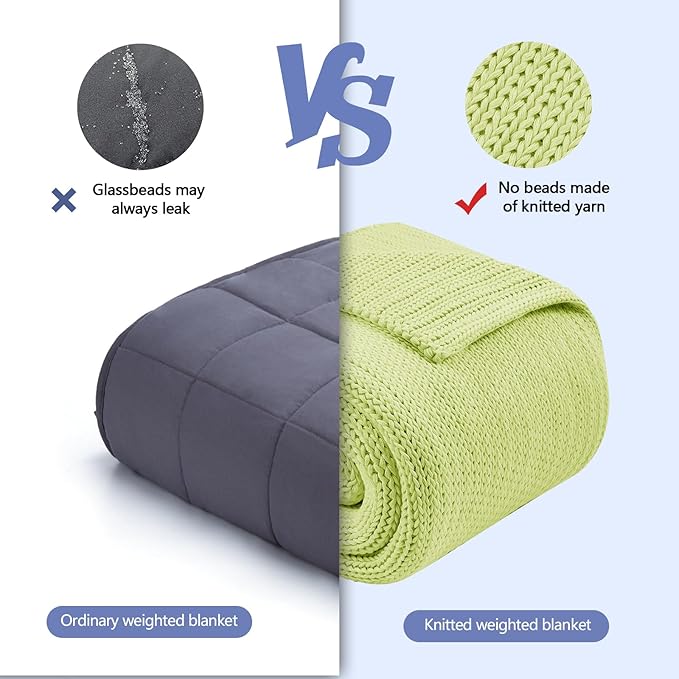 L'AGRATY Knitted Weighted Blanket - 48"x72" 12lbs Cooling Chunky Knit Heavy Blanket for Adults Braided Crochet Throw Thick Cable Yarn Knit Decorative No Beads Evenly Weighted Machine Washable