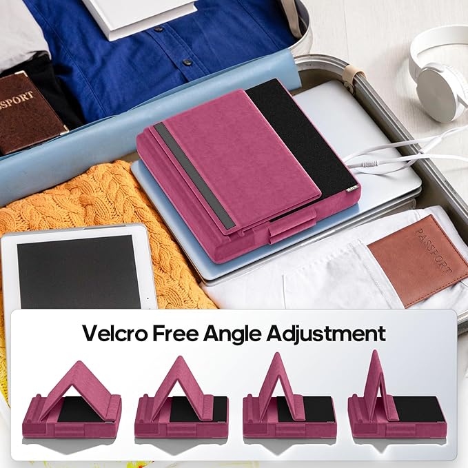 KDD Tablet Pillow Stand, Multi-Angle Viewing Ipad Holder for Lap, Bed and Desk, Foldable Soft Pad Dock with Stylus Mount Compatible with Ipad Pro 12.9, 10.5, 11, Air, Mini, Phones, Books, E-Reader
