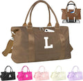 Birthday Graduation Gifts for Daughter,Initial Travel Duffel Bag Sports Gym Bag for Girls Teen Kids Birthday Gifts,Personalized Weekender Bag Carry On Tote Bags Cute Overnight Bag for Women(Brown, L)
