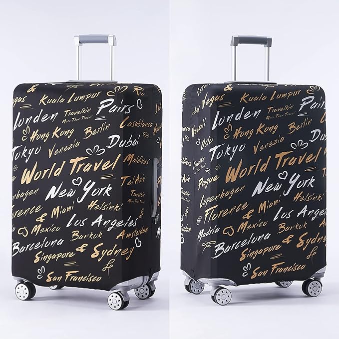 Travelkin Luggage Covers For Suitcase Tsa Approved,Suitcase Cover Protector Fit 18-32 Inch Luggage (World City, S)