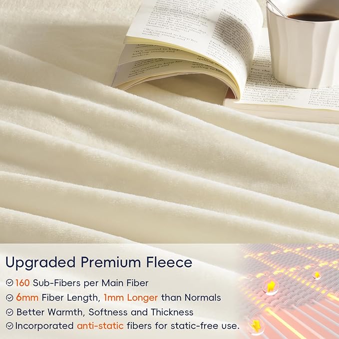 PHF Ultra Soft Fleece Blanket Twin Size, No Shed No Pilling Luxury Plush Cozy 300GSM Lightweight Blanket for Bed, Couch, Chair, Sofa Suitable for All Season, 66" x 90", Cream