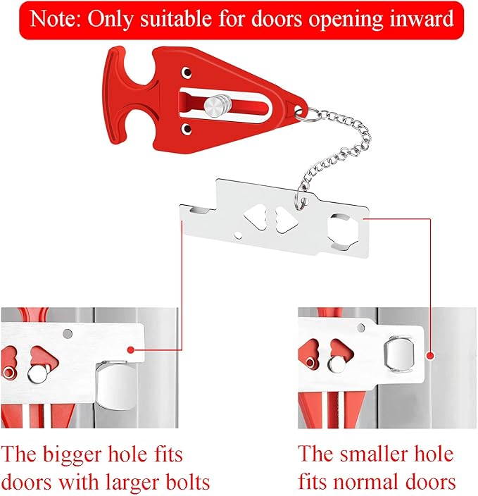Portable Door Lock for Hotel Home Apartment, Door Blocker Security No Drill Door Lock for Privacy and Safety Portable Safety Locks for Kid Women -2 Pack