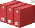 SpaceAid 3 Pack Bed Organizers and Storage, Foldable Sheet Organizer for Linen Closet, Set Folder Keeper With Window XL (Queen & King Size) Bedding Container (Red)