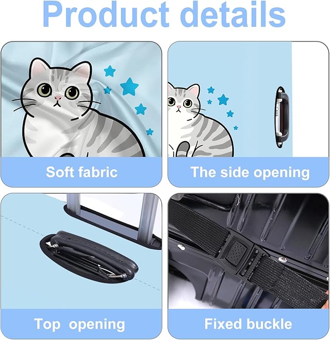 Luggage Cover Washable Suitcase Protector Anti-scratch Suitcase cover Fits 20-34 Inch Luggage (Cat, S(20-22inch suitcase))