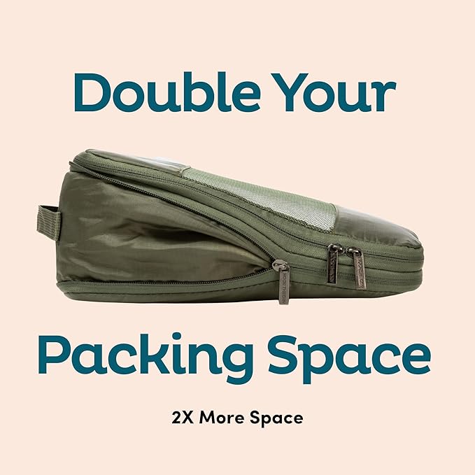 6-Pack Compression Packing Cubes Travel Essentials - Lightweight, Water-Resistant Luggage Organizer Bags with Handles, Durable Travel Accessories Suitcase Organizer (Charcoal)