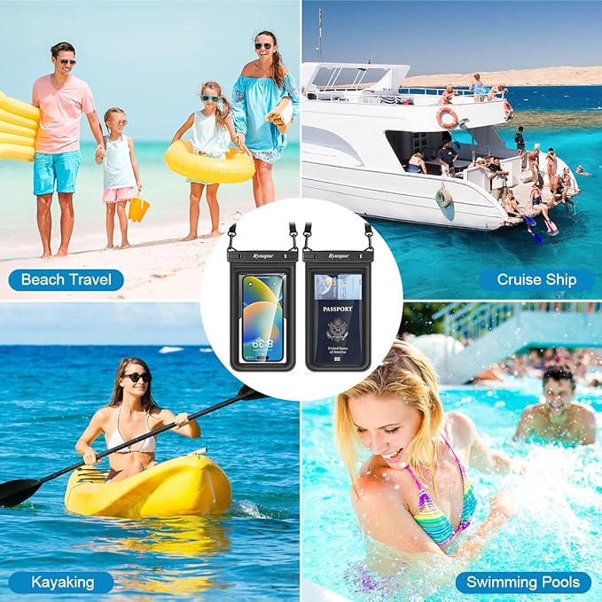 [Up to 8.5"] Floating Waterproof Phone Pouch, 2Pack Waterproof Phone Case with Lanyard for iPhone 16 15 14 Pro Max, Galaxy S24+ S23 S22, IPX8 Cellphone Dry Bag, Beach Essentials Travel Must Haves