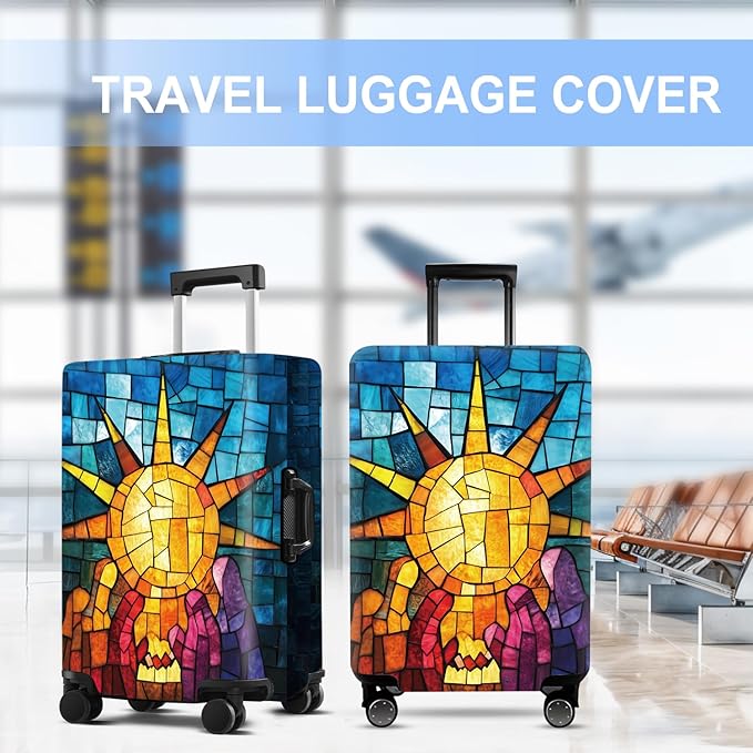 Luggage Cover Washable Suitcase Protector Anti-scratch Suitcase cover Fits 20-34 Inch Luggage (Sun, M(24-26inch suitcase))