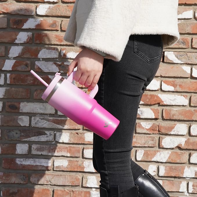 40 oz Tumbler with Handle and 2 Straws,2 in 1 Lid Insulated Water Bottle Stainless Steel Travel Coffee Mug,Indigo Black