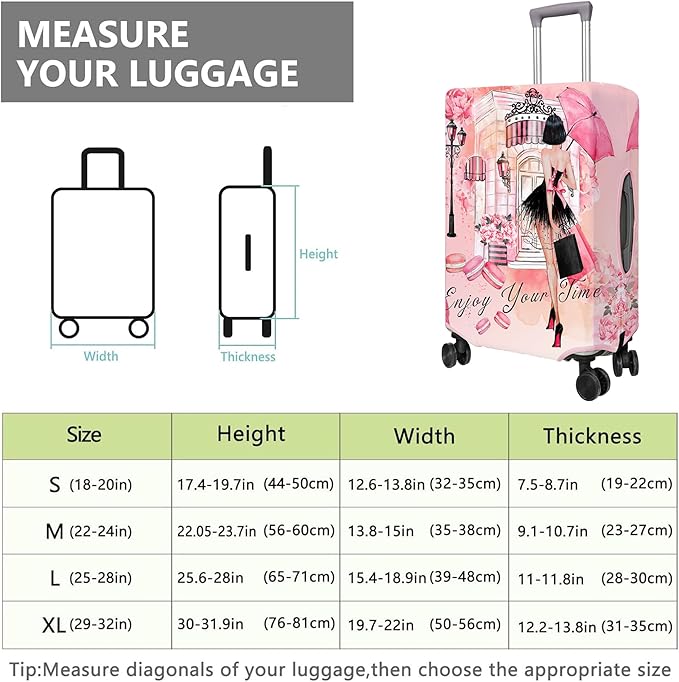 Travel Luggage Cover Suitcase Protector Fits 18-32 Inch Wheel Covers PatternedTravel Related Items Flower Luggage Protector Elastic M