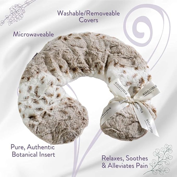 Sonoma Lavender Luxury Lavender Heatable/Chillable Neck Pillow, Microwaveable for Neck and Shoulders with Removable Washable Covers, Great for Relaxation and Pain Relief (Arctic Circle)