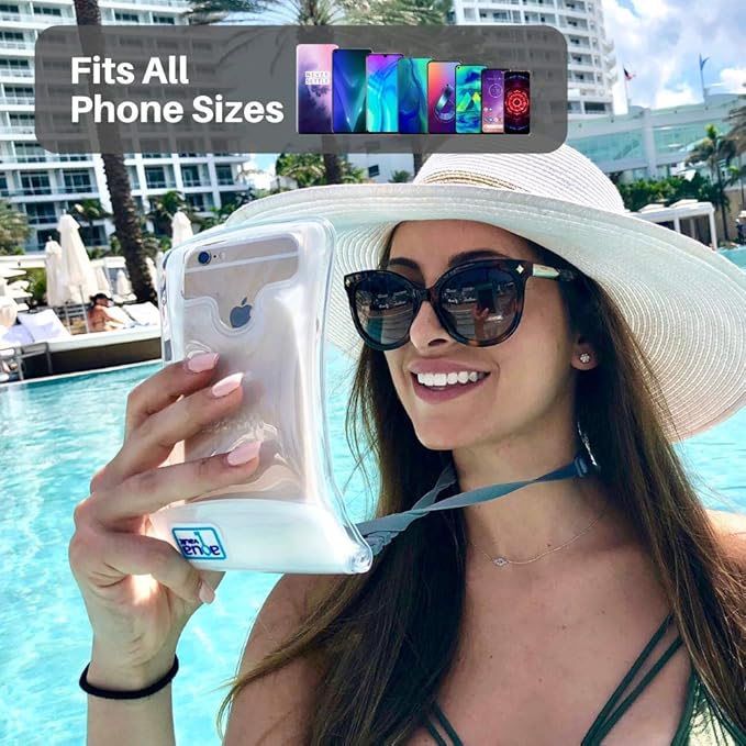 AquaVault 100% Waterproof Floating Smart Phone Case & Money Pouch - Fits All Phones - Made from Premium Heavy Duty PVC for Added Drop Protection - Includes Adjustable Neck Strap. Pink