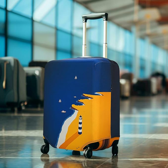 HYPER VENTURE Washable Luggage Cover - Fashion Suitcase Protector Fits 23-26 Inch Luggage (Lighthouse, M)
