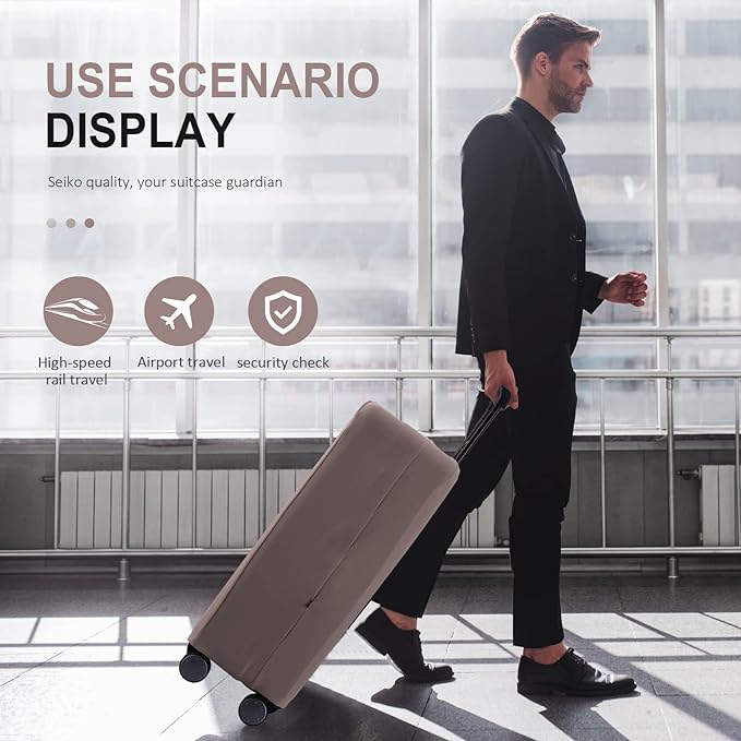 Travel Luggage Cover Suitcase Protector Scratch-Resistant Fit 19-31 Inch, Not Included Suitcase (Khaki, SX(22-23 inch))