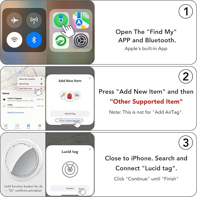 2025 New [Apple MFi Certified] (iOS Only) Air Tracker Tags-2 Pack, Bluetooth Tracker for Apple Find My, Replaceable Battery, Key Finder and Item Locator Smart Tag for Keys, Bags, Luggage, Pets, White