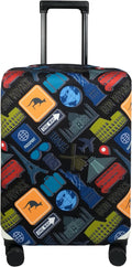 Explore Land Travel Luggage Cover Suitcase Protector Fits 27-30 Inch Case (Bon Voyage, L)