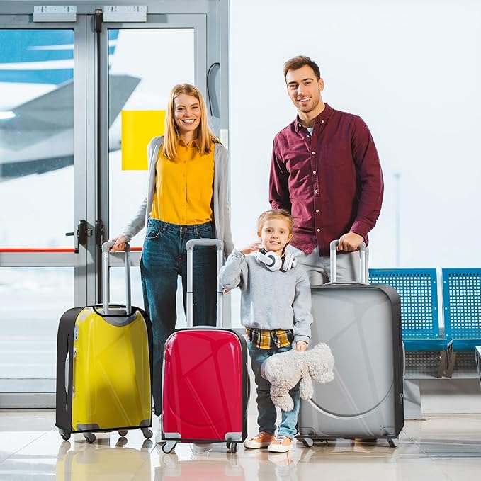 Upgraded Clear TPU Luggage Cover Protector with Black Stretchable Sides, Fit 28 Inch Wheeled Suitcase TSA Approved, Waterproof & Anti-Scratch, Includes Free Red Luggage Tag