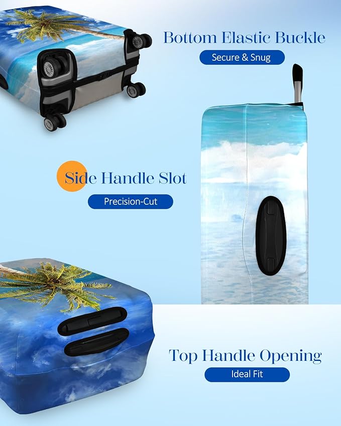 Slohif Luggage Cover for Suitcase Tsa Approved Protector - Luggage Sleeve Large Suit Case Cover Travel Stretch Baggage Case Protective Washable Fit 21-23 Inch Hawaii S