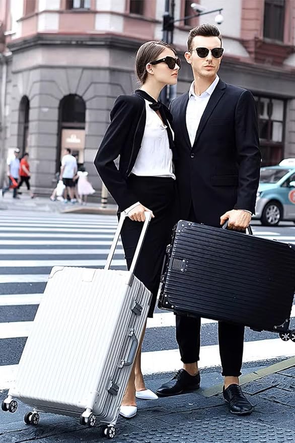 HotWay 26 Inch Checked in Luggage with Aluminum Frame,PC Hard Shell Suitcase with Spinner Wheels and TSA Lock, Large Suitcase for Business Travel, White