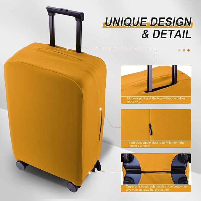 Travel Luggage Cover Suitcase Protector Scratch-Resistant Fit 19-31 Inch Suitcase, Not Included Suitcase (Yellow, 2XL(30-31 inch))