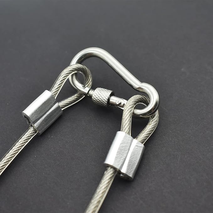 10 Pcs 5mm Wire 12 inch Vinyl Coated Stainless Steel Cable with Loops Short Wire Rope Lanyard Lock Security Chain Link for Outdoor Gates, Clear(5mm x 12 inch)