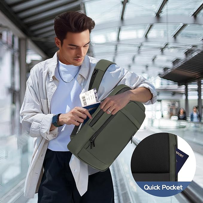 Business Backpack for Men Lightweight Commute Laptop Backpack Anti-Theft Water Resistant Backpack for 17.3 Inch Computer for Daily Office Work with Small Bag (Green)