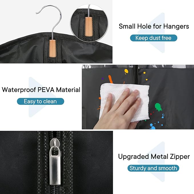 50" Black Garment Bag, Mens Suit Bags for Closet Storage and Travel, Garment Bags for Hanging Clothes, Suit Cover Bags with Zipper for Coats, Dresses, Shirts, 10 Packs